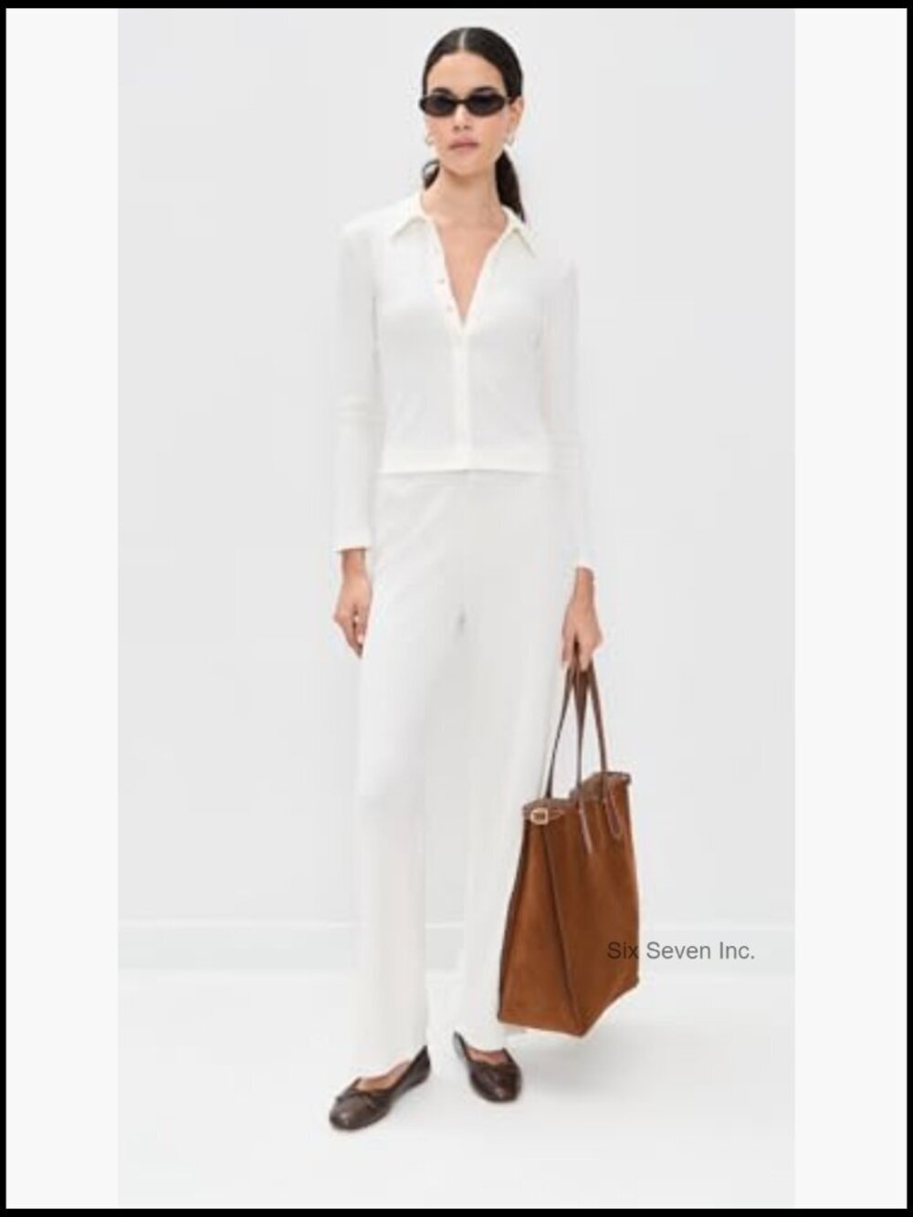 High Rise Ribbed Pants with Super-Stretch Fabric - Picture 5 of 6